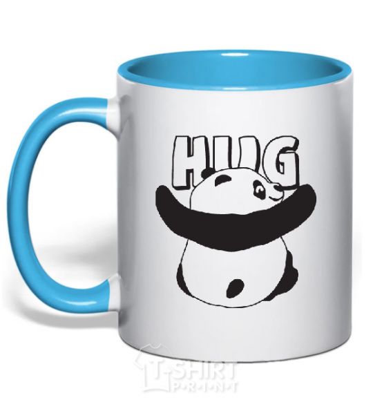 Mug with a colored handle HUG sky-blue фото