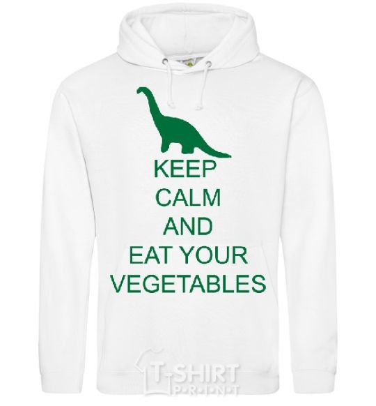 Men`s hoodie KEEP CALM AND EAT VEGETABLES White фото