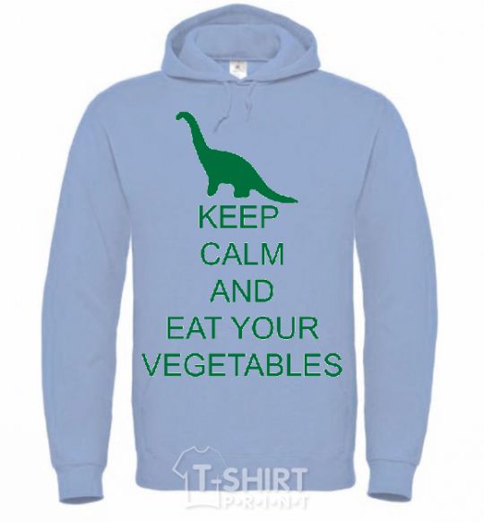 Men`s hoodie KEEP CALM AND EAT VEGETABLES sky-blue фото