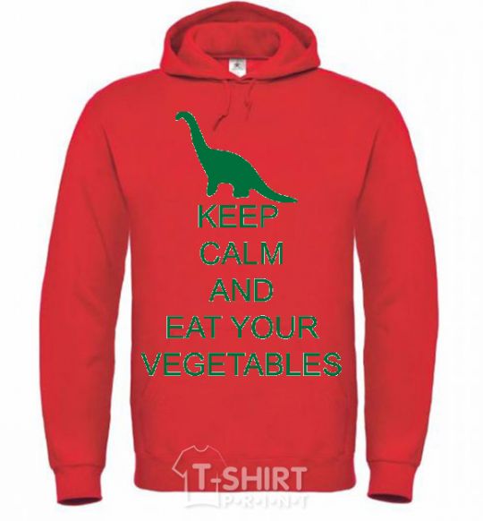 Men`s hoodie KEEP CALM AND EAT VEGETABLES bright-red фото
