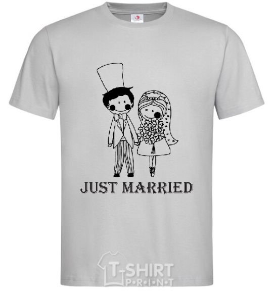 Men's T-Shirt JUST MARRIED (PASTEL) grey фото