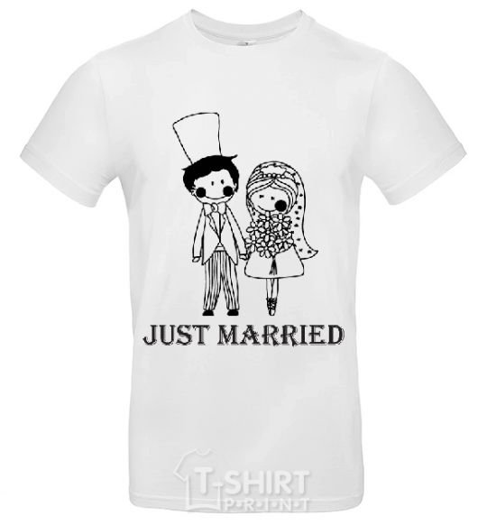Men's T-Shirt JUST MARRIED (PASTEL) White фото