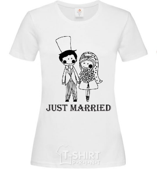 Women's T-shirt JUST MARRIED (PASTEL) White фото
