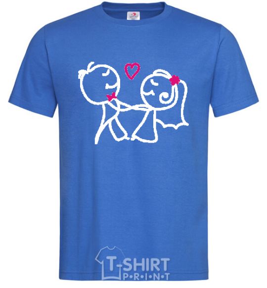 Men's T-Shirt GROOM KISSES THE BRIDE royal-blue фото