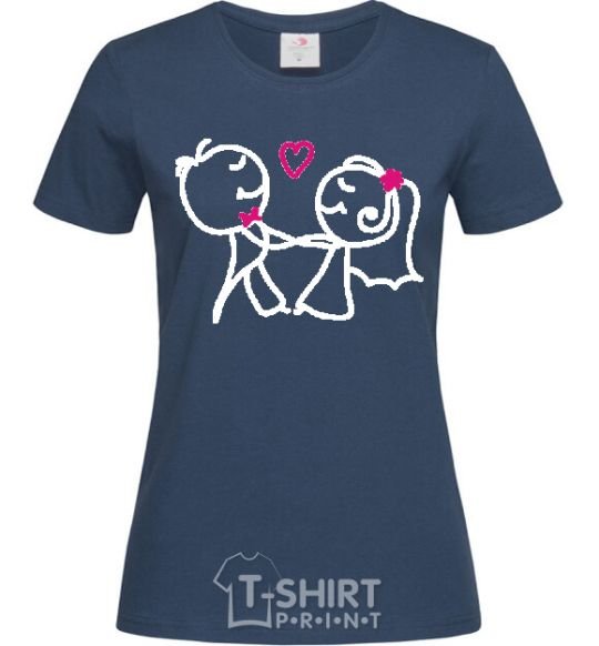 Women's T-shirt GROOM KISSES THE BRIDE navy-blue фото