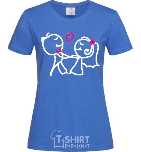 Women's T-shirt GROOM KISSES THE BRIDE royal-blue фото