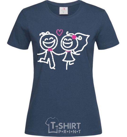 Women's T-shirt BRIDE AND GROOM navy-blue фото