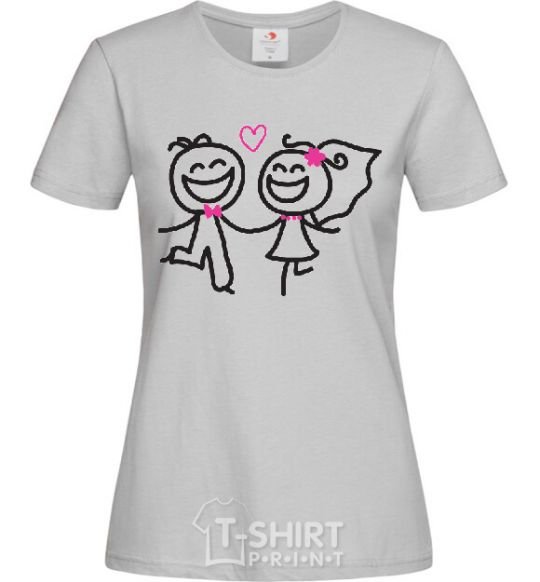 Women's T-shirt BRIDE AND GROOM grey фото