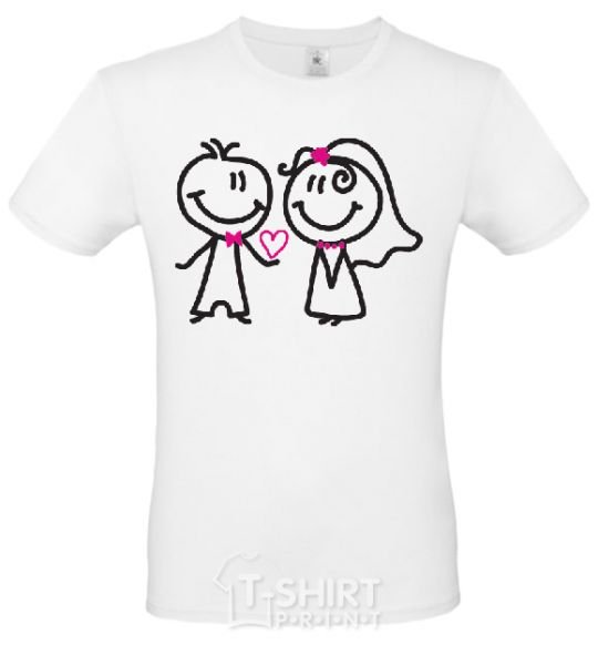 Men's T-Shirt THE GROOM GIVES HIS HEART TO THE BRIDE White фото