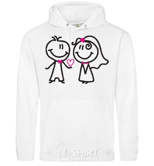 Men`s hoodie THE GROOM GIVES HIS HEART TO THE BRIDE White фото