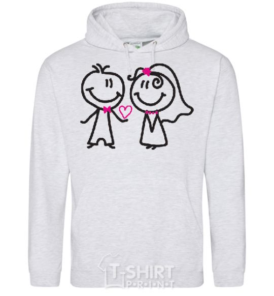 Men`s hoodie THE GROOM GIVES HIS HEART TO THE BRIDE sport-grey фото