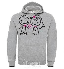 Мужская толстовка (худи) ЖЕНИХ ДАРИТ СЕРДЦЕ НЕВЕСТЕ Серый меланж фото