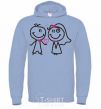 Men`s hoodie THE GROOM GIVES HIS HEART TO THE BRIDE sky-blue фото