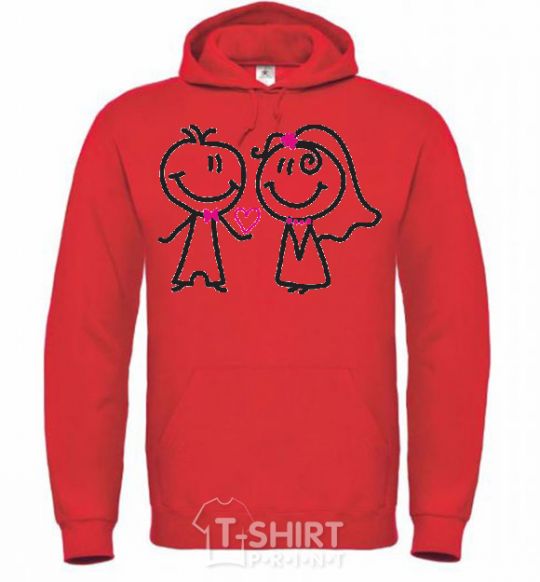 Men`s hoodie THE GROOM GIVES HIS HEART TO THE BRIDE bright-red фото