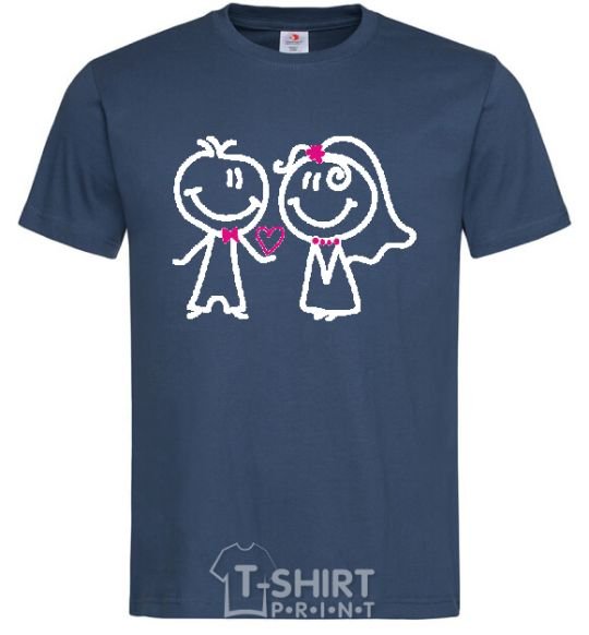 Men's T-Shirt THE GROOM GIVES HIS HEART TO THE BRIDE navy-blue фото