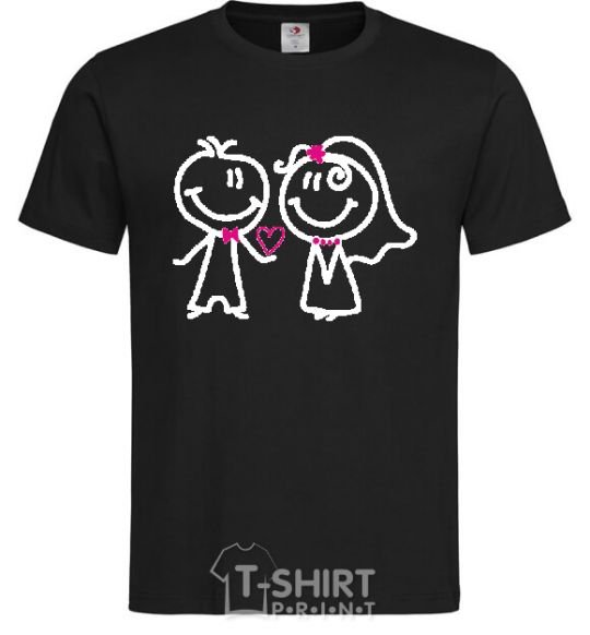 Men's T-Shirt THE GROOM GIVES HIS HEART TO THE BRIDE black фото