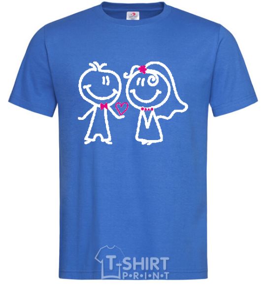 Men's T-Shirt THE GROOM GIVES HIS HEART TO THE BRIDE royal-blue фото