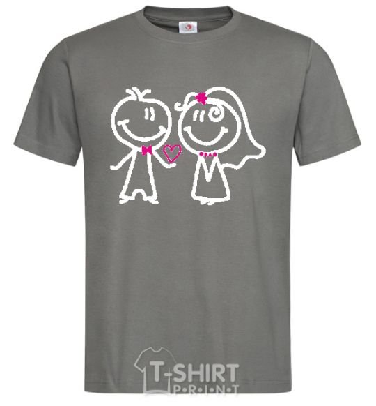 Men's T-Shirt THE GROOM GIVES HIS HEART TO THE BRIDE dark-grey фото