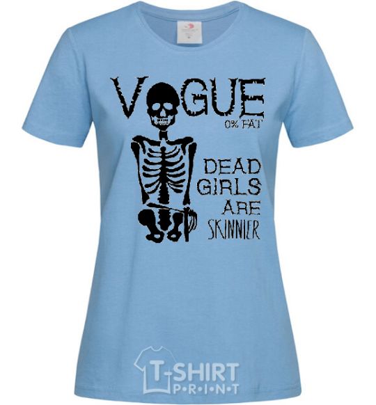 Women's T-shirt AGAINST ANOREXIA sky-blue фото