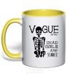 Mug with a colored handle AGAINST ANOREXIA yellow фото