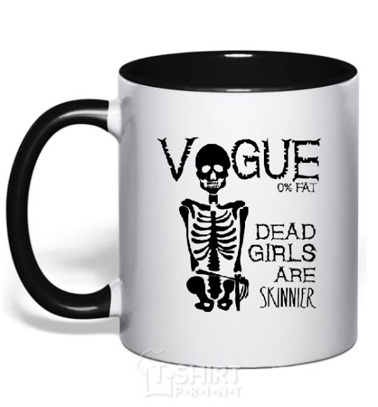 Mug with a colored handle AGAINST ANOREXIA black фото