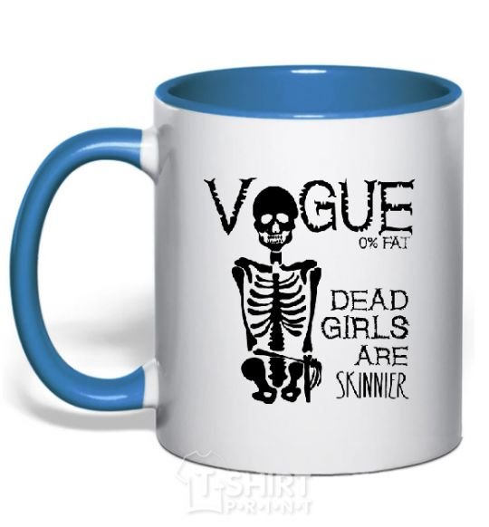 Mug with a colored handle AGAINST ANOREXIA royal-blue фото