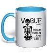 Mug with a colored handle AGAINST ANOREXIA sky-blue фото
