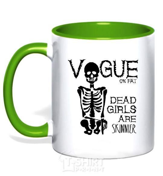 Mug with a colored handle AGAINST ANOREXIA kelly-green фото