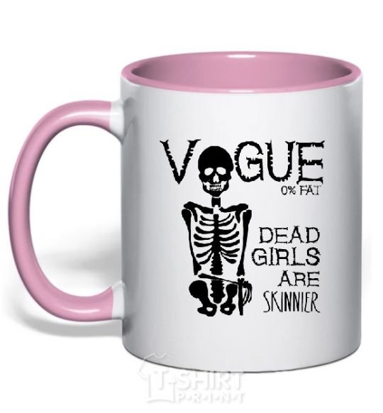 Mug with a colored handle AGAINST ANOREXIA light-pink фото
