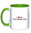 Mug with a colored handle I <3 ME, YOU SHOULD TOO kelly-green фото