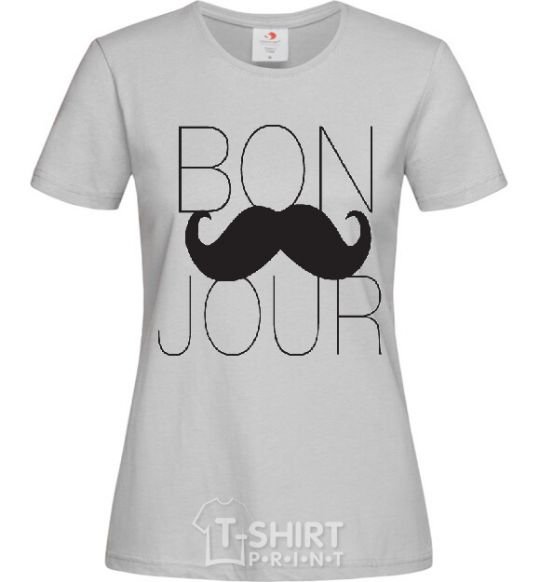 Women's T-shirt BON JOUR grey фото