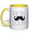 Mug with a colored handle BON JOUR yellow фото