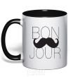 Mug with a colored handle BON JOUR black фото