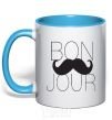 Mug with a colored handle BON JOUR sky-blue фото