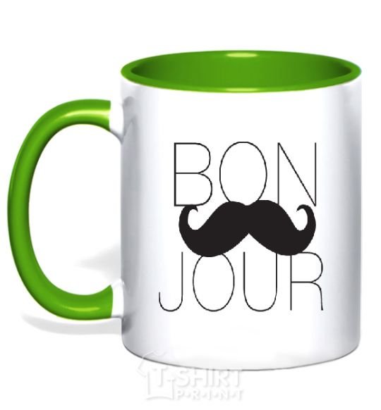 Mug with a colored handle BON JOUR kelly-green фото