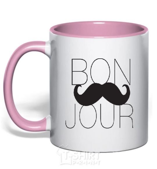 Mug with a colored handle BON JOUR light-pink фото