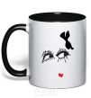 Mug with a colored handle EYES black фото