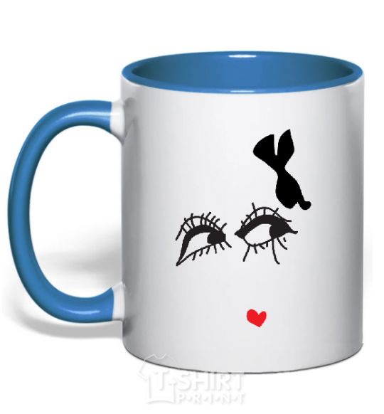 Mug with a colored handle EYES royal-blue фото