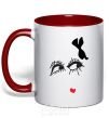 Mug with a colored handle EYES red фото