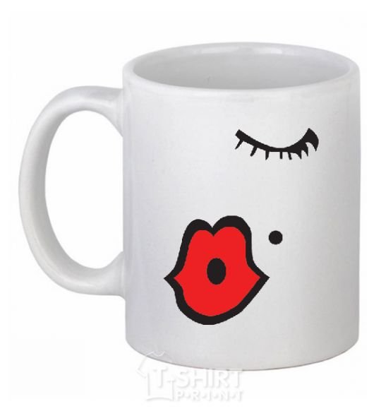 Ceramic mug KISS - women lips White фото