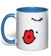 Mug with a colored handle KISS - women lips royal-blue фото