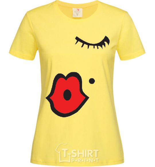 Women's T-shirt KISS - women lips cornsilk фото