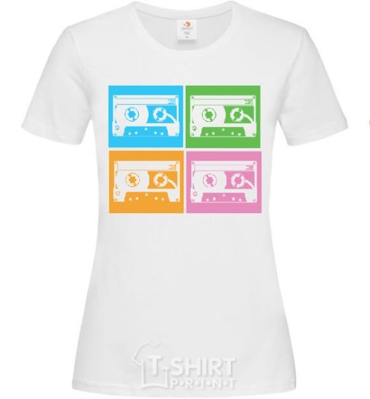 Women's T-shirt audiocassette White фото