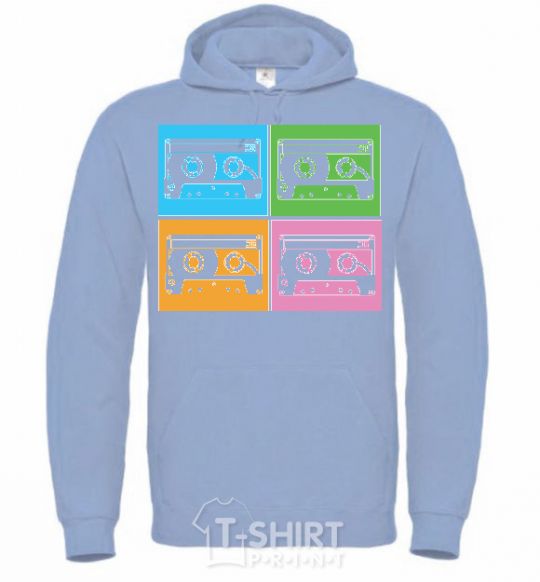 Men`s hoodie audiocassette sky-blue фото