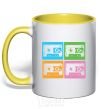 Mug with a colored handle audiocassette yellow фото