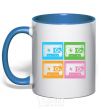 Mug with a colored handle audiocassette royal-blue фото