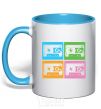 Mug with a colored handle audiocassette sky-blue фото