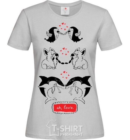 Women's T-shirt AH LOVE grey фото