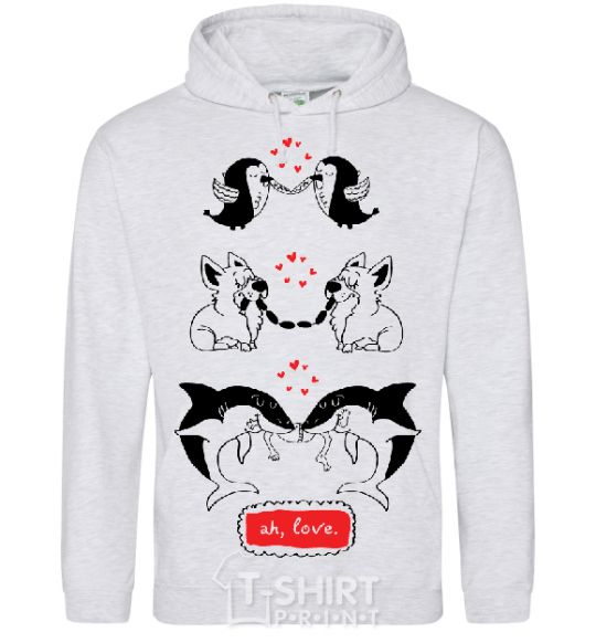 Men`s hoodie AH LOVE sport-grey фото