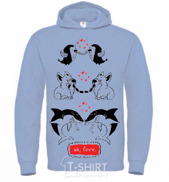 Men`s hoodie AH LOVE sky-blue фото